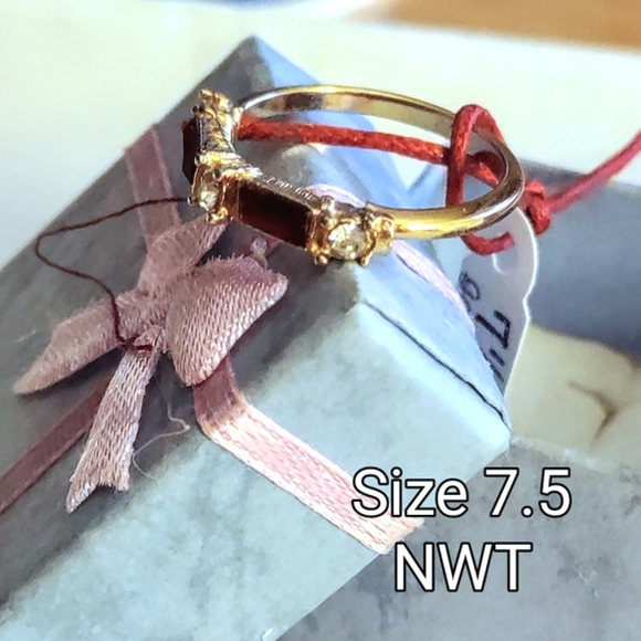 Natural Dark Garnet Thin Band Ring - Picture 12 of 16